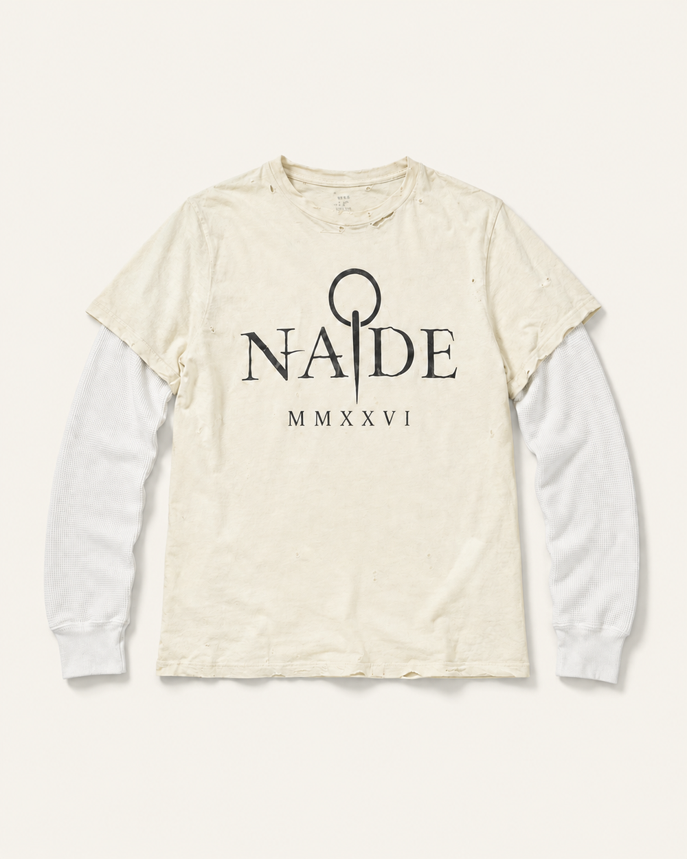 NADE MMXXVI Layered Thermal Tee product view on warm off-white background