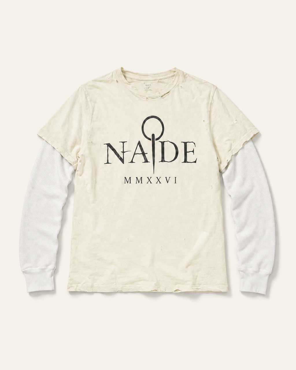 NADE MMXXVI Layered Thermal Tee product view on warm off-white background