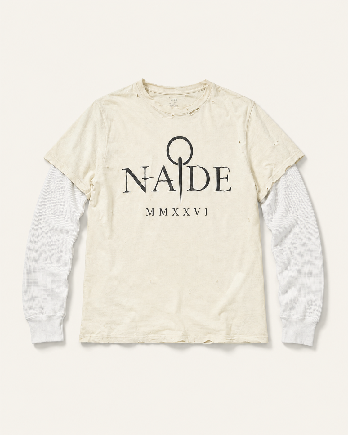 NADE MMXXVI Layered Thermal Tee product view on warm off-white background