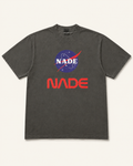 NADE Space Program Tee — Charcoal product view on warm off-white background