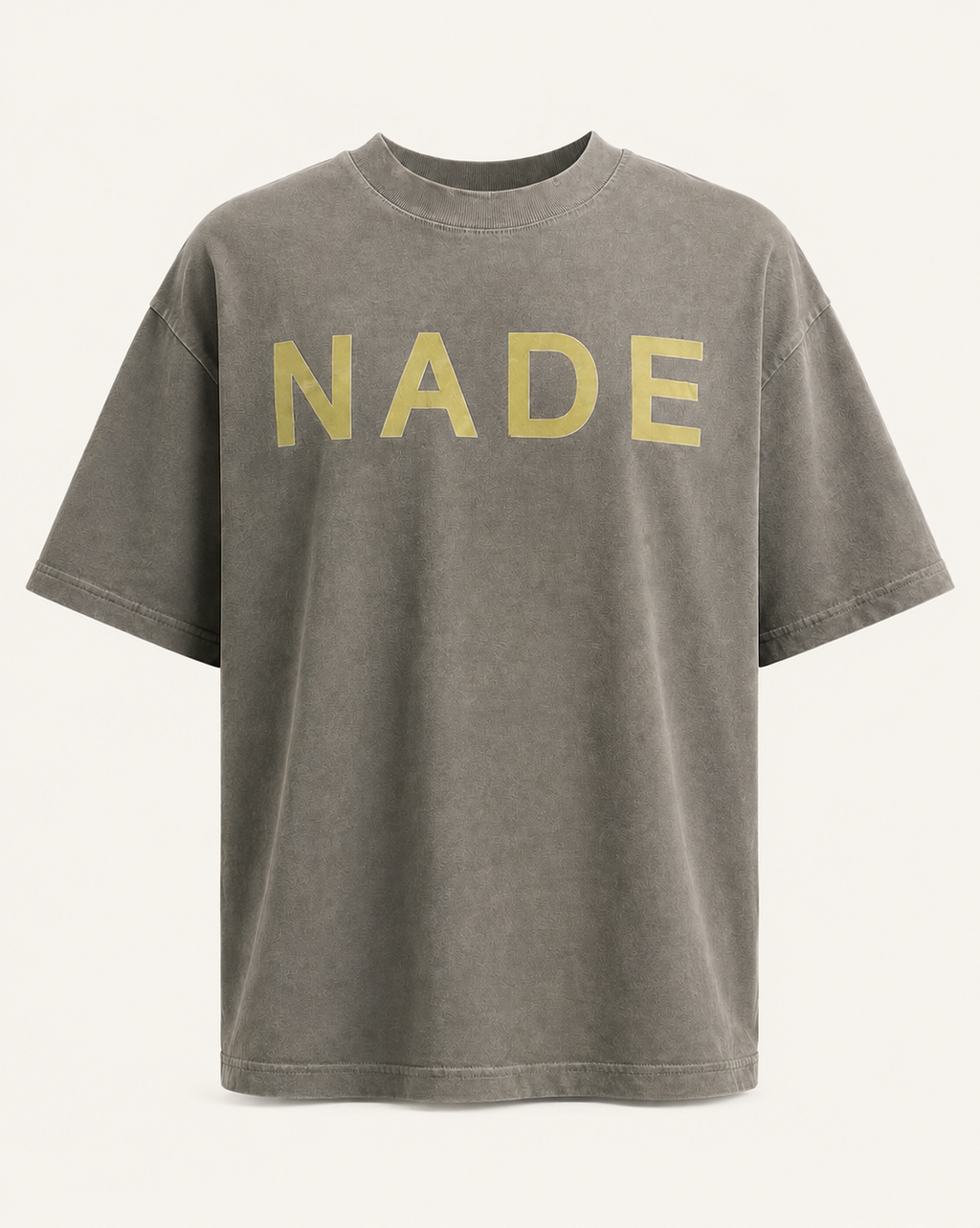 NADE Washed Block Logo Tee — Taupe product view on warm off-white background