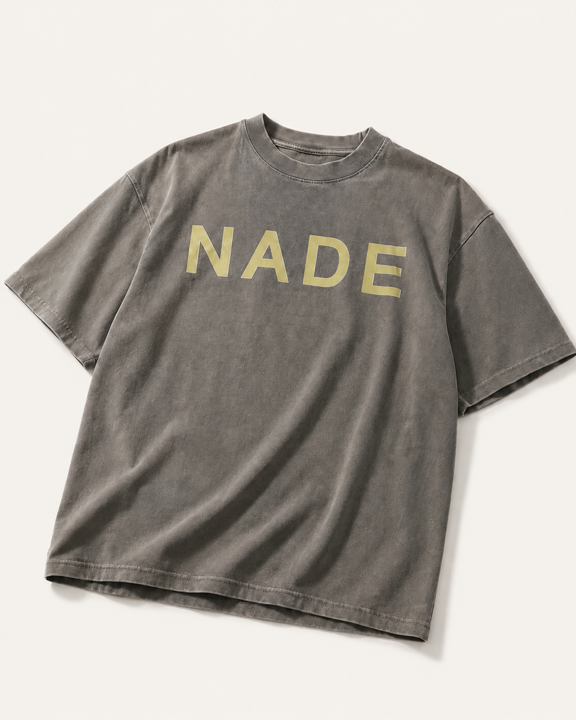 NADE Washed Block Logo Tee — Taupe product view on warm off-white background